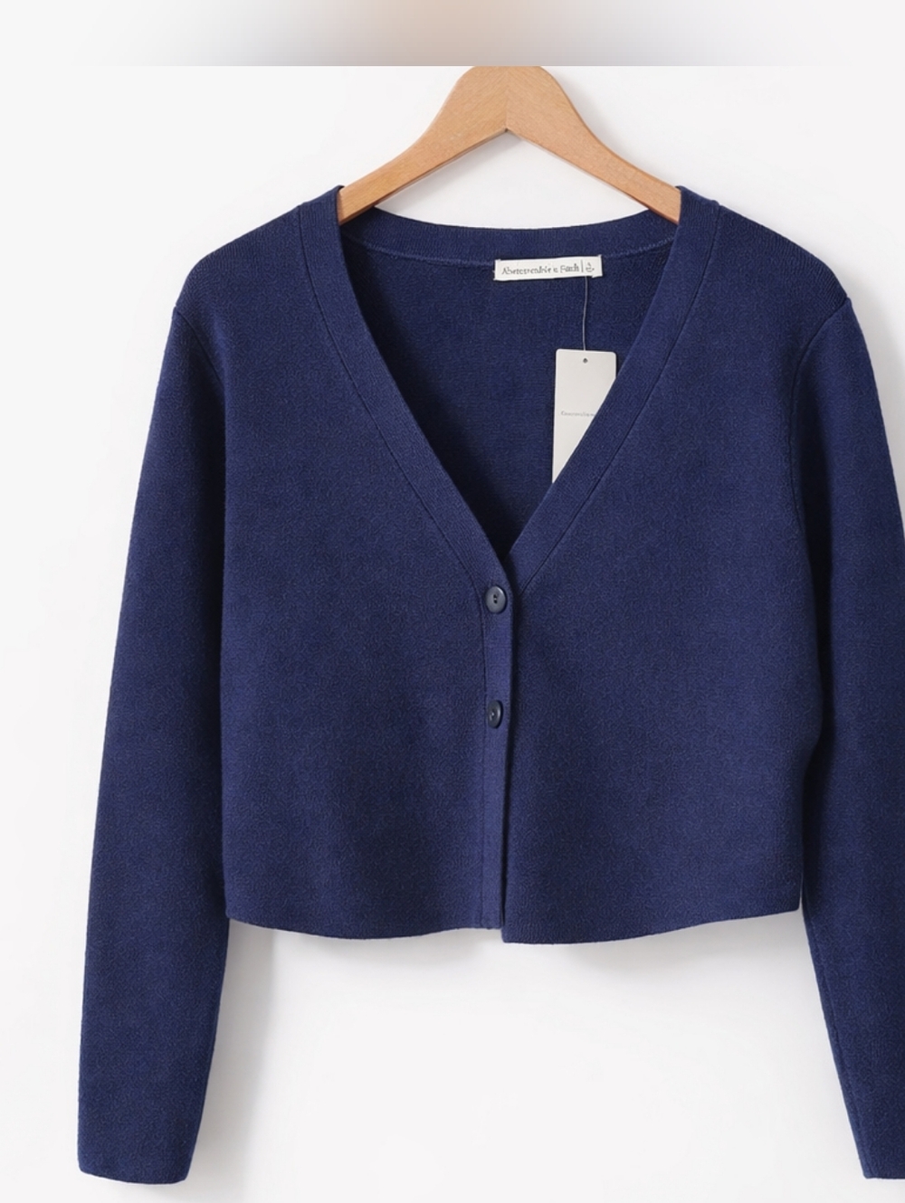 Abercrombie & Fitch Women L Blue Cardigan V Neck Button Knit Sweater NWT - Picture 2 of 13
